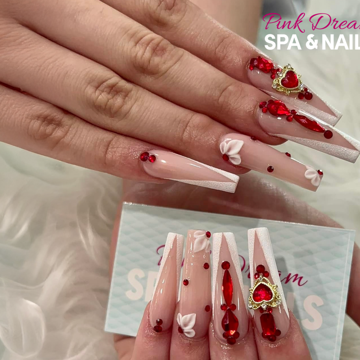 Red crystal nail art