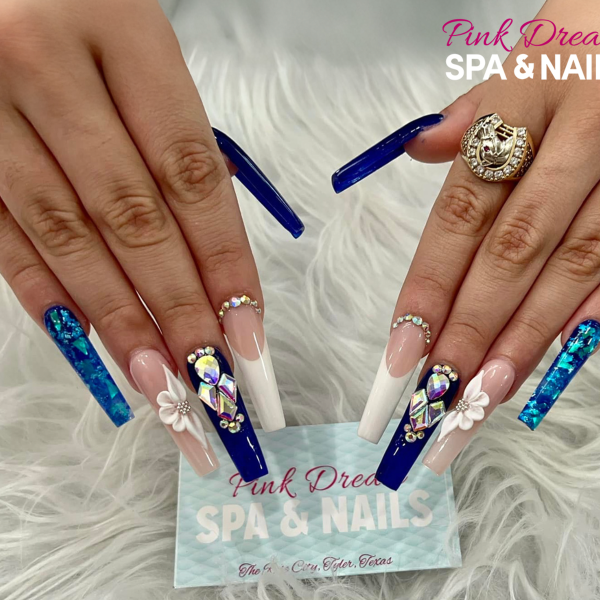 Blue and white acrylic design