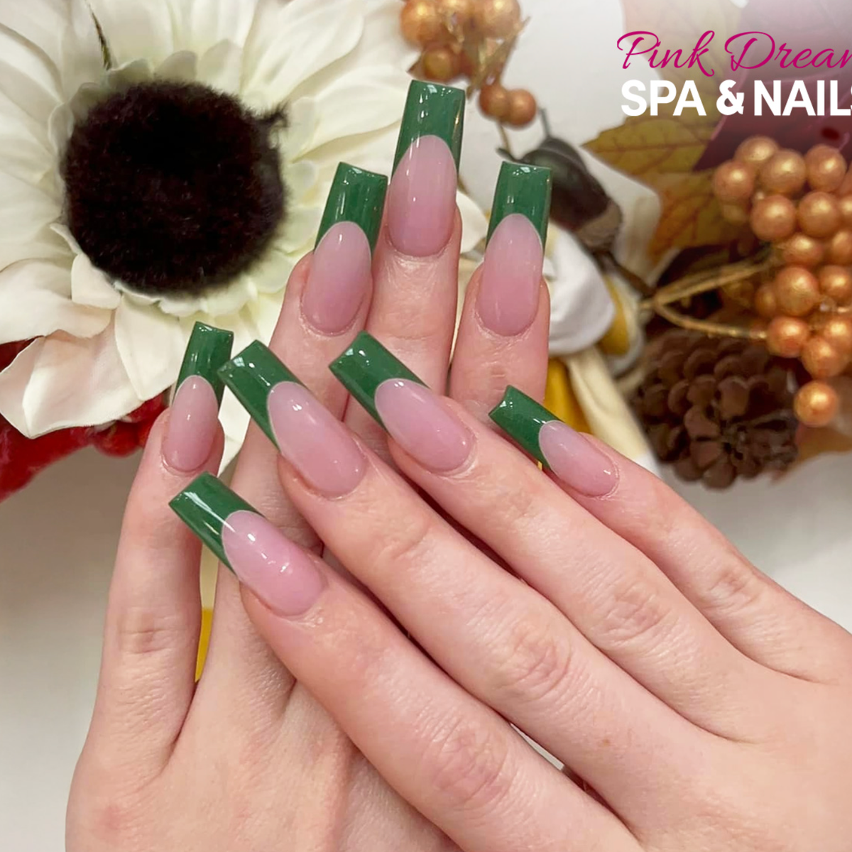 Green French acrylic set