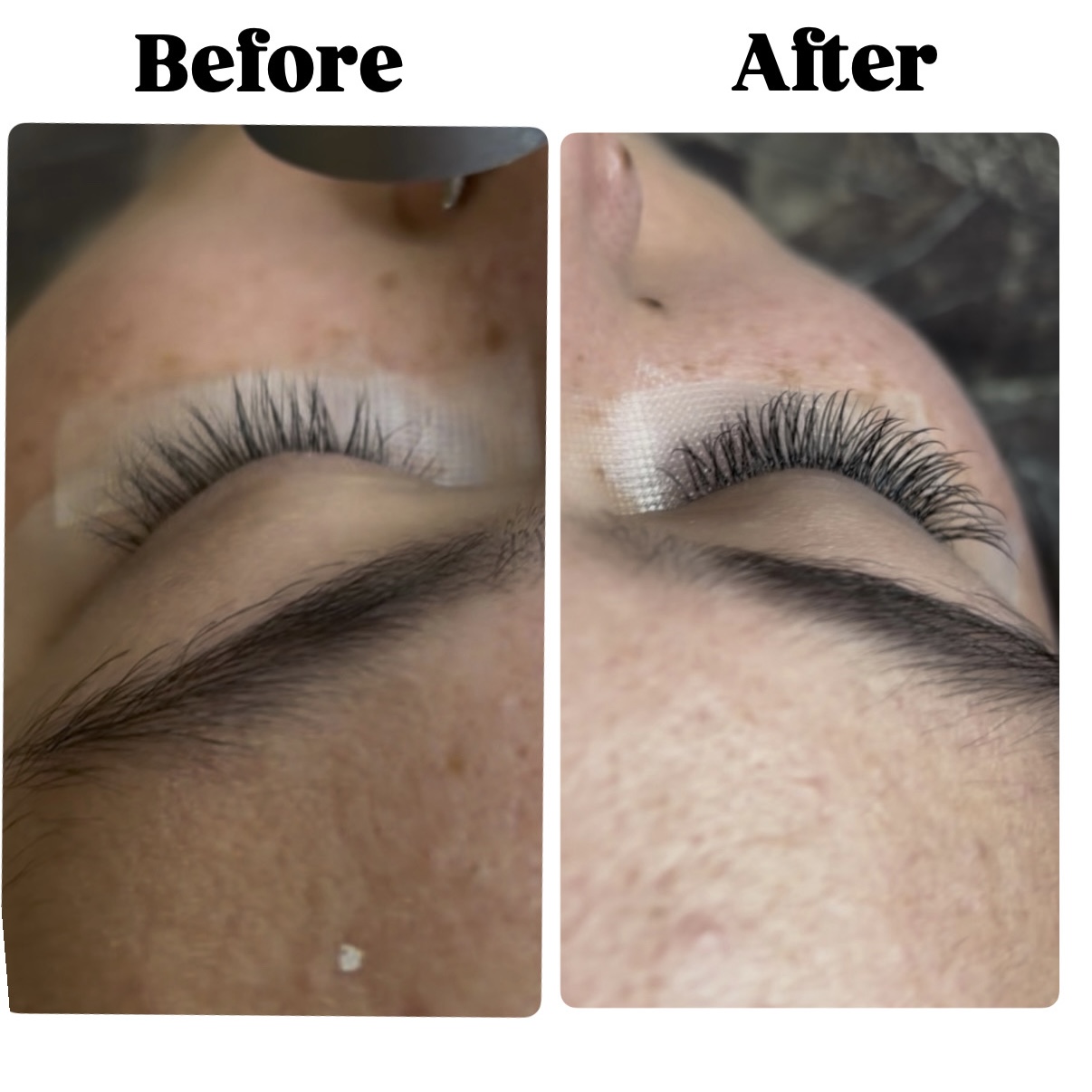 Before and after lash extensions